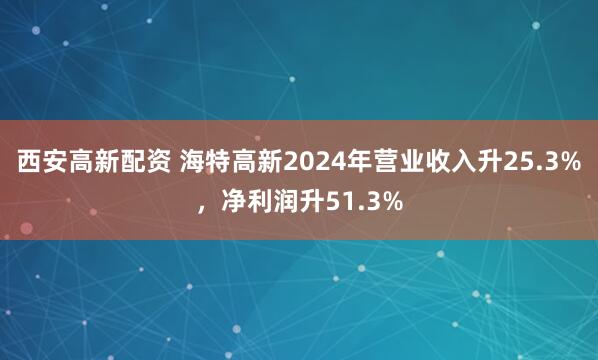 西安高新配资 海特高新2024年营业收入升25.3%，净利润升51.3%