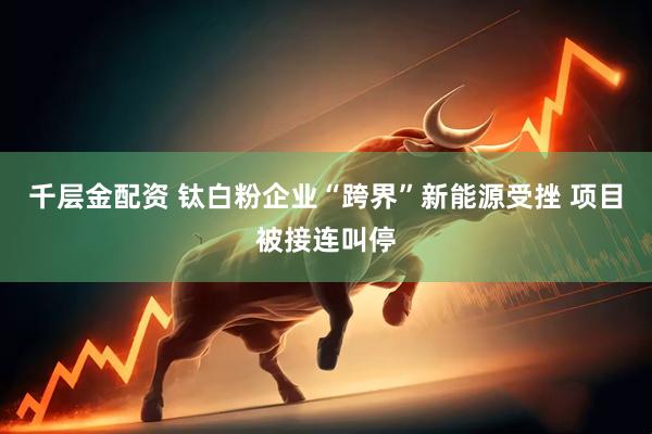 千层金配资 钛白粉企业“跨界”新能源受挫 项目被接连叫停