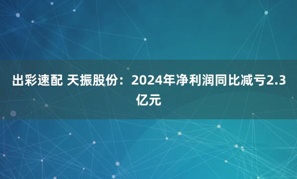 出彩速配 天振股份：2024年净利润同比减亏2.3亿元